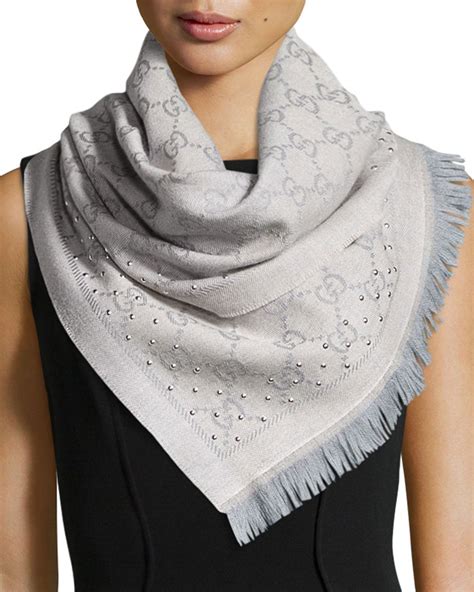 grey gucci scarf square|Gucci oversized scarf.